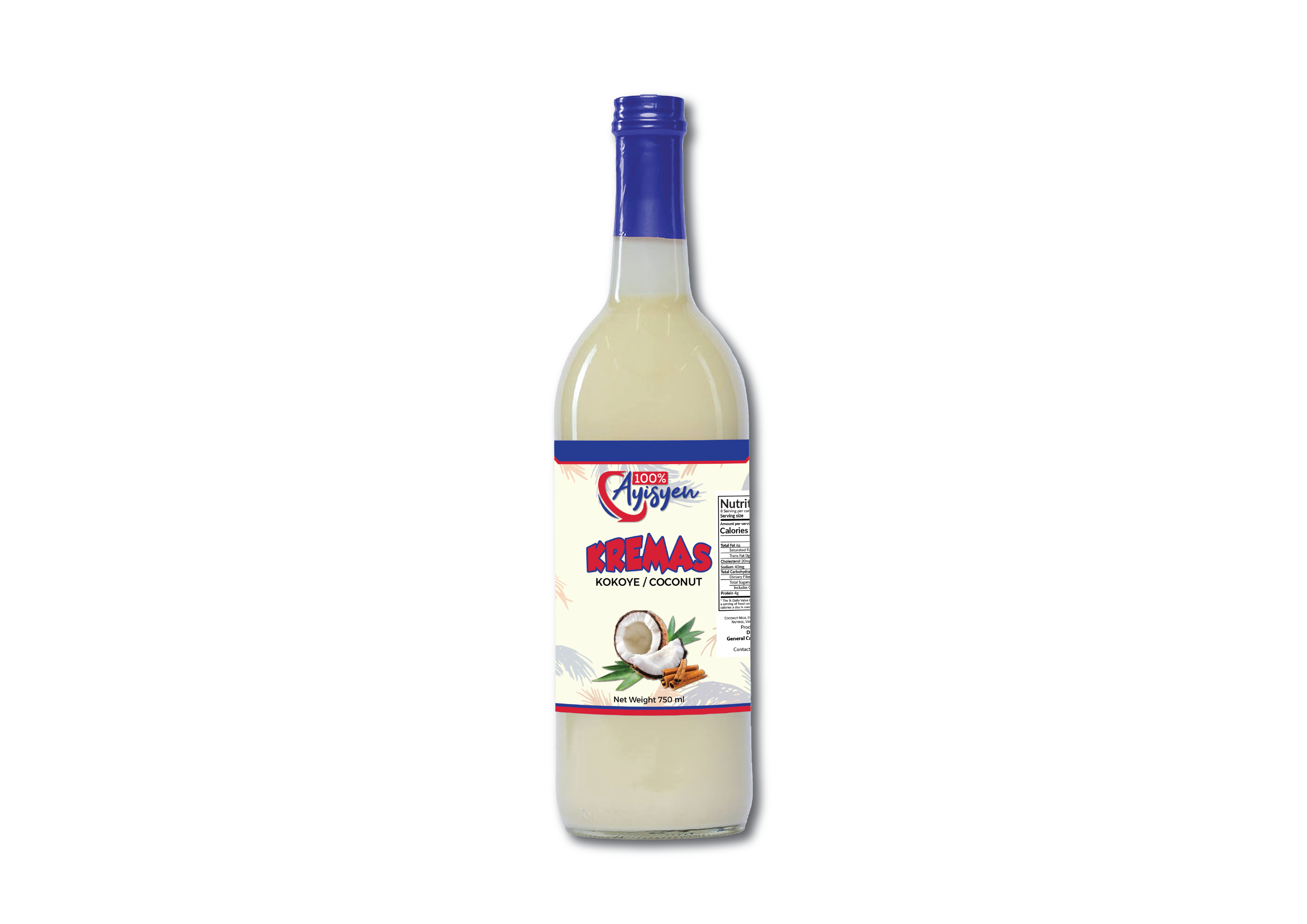 100% Ayisyen Kremas – Kokoye (Coconut) | 750 ml